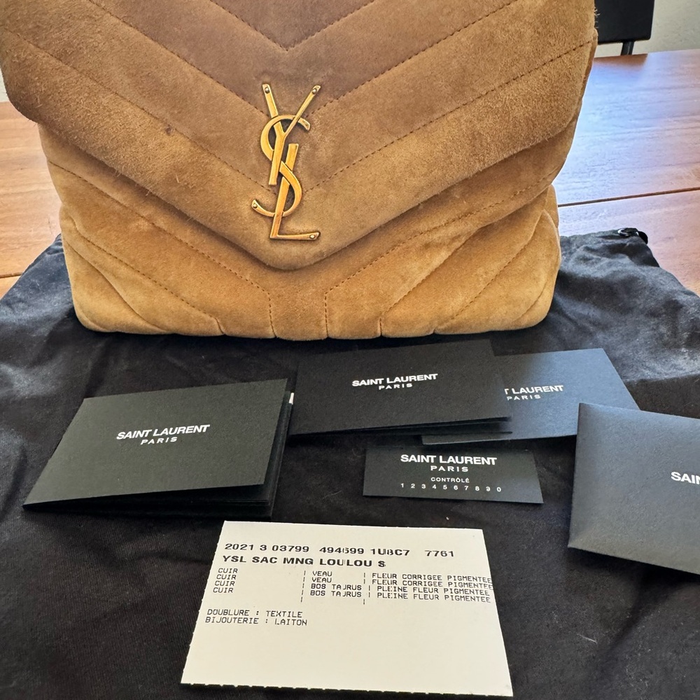 Saint Laurent Black and White YSL Sac MNG Loulou S